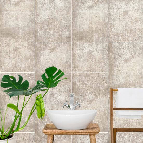 Stone effect shower panels with natural stone texture for elegant bathroom walls