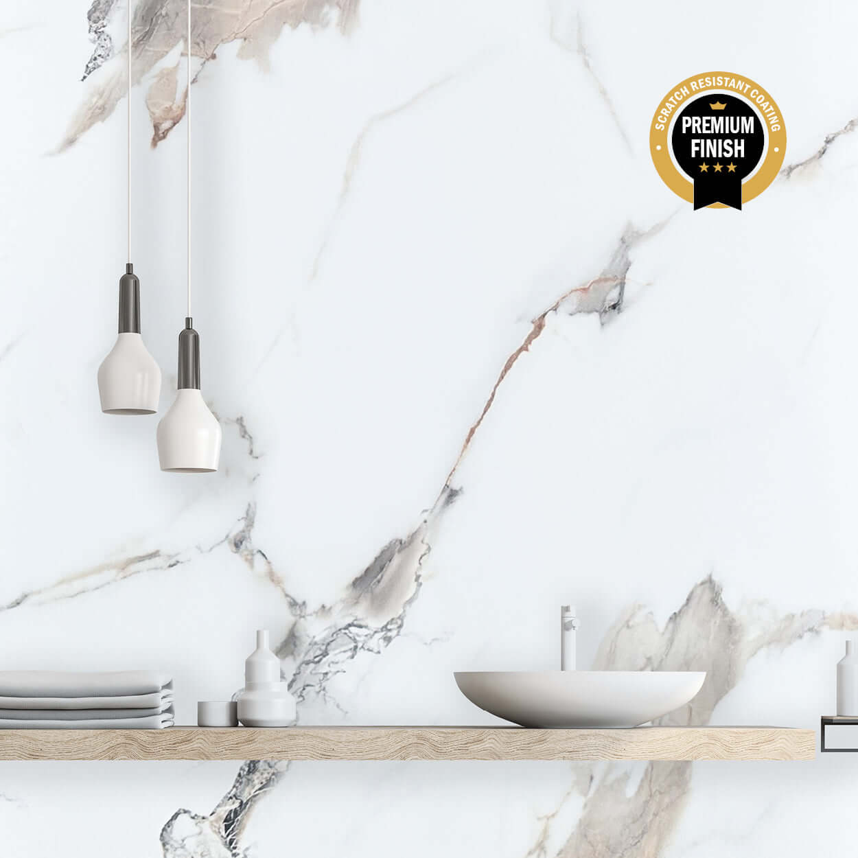10mm Calacatta Marble Satin Shower Panel
