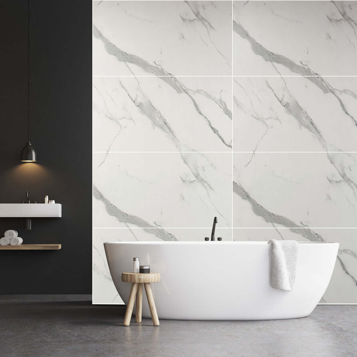 10mm Large Tile Carrara Marble Matt Finish Shower Panel – 1M x 2.4M