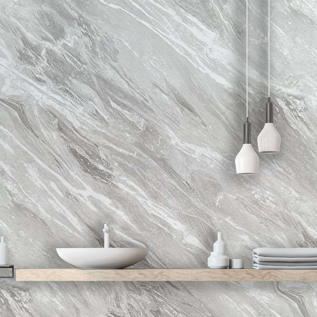10mm Light Grey Marble Shower Panel 1M x 2.4M