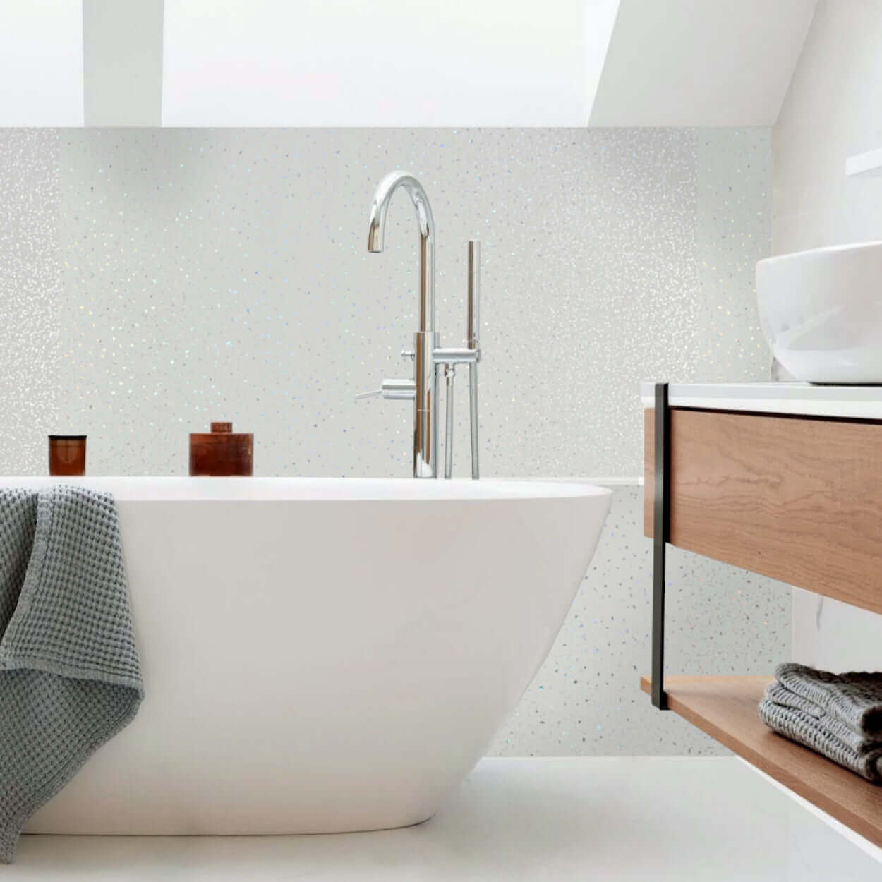 10mm Platinum White Sparkle Shower Panel – 1M x 2.4M Size