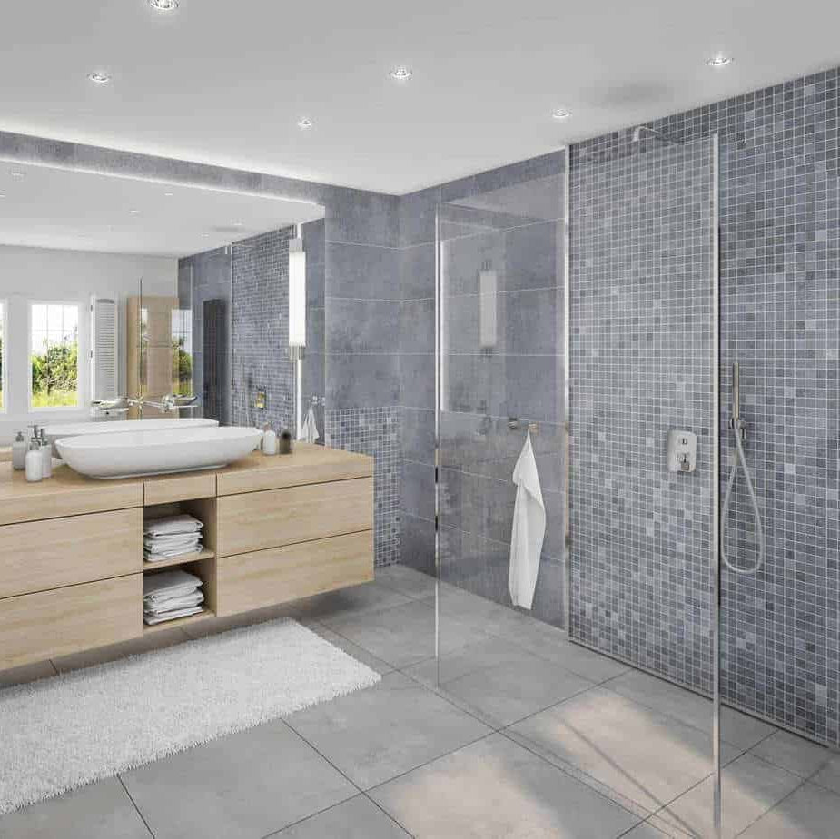 10mm Roman Blue Mosaic Shower Panel – 1M x 2.4M Design