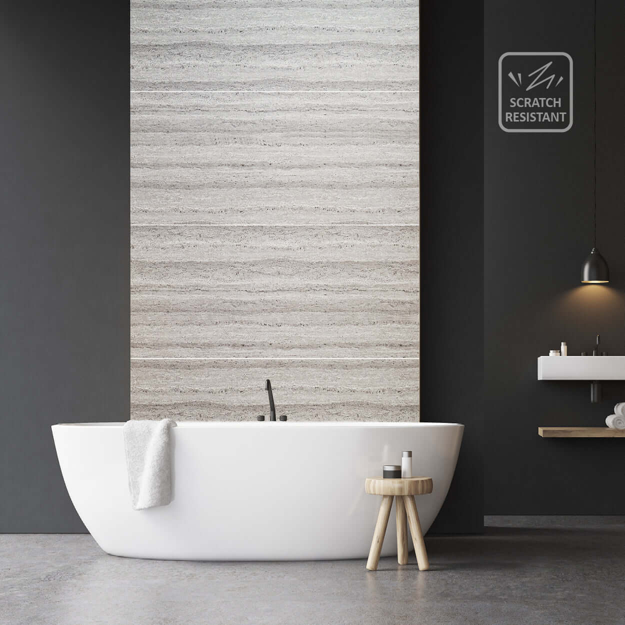 10mm Ultra-Matt Grey Travertine Large Tile Shower Panel
