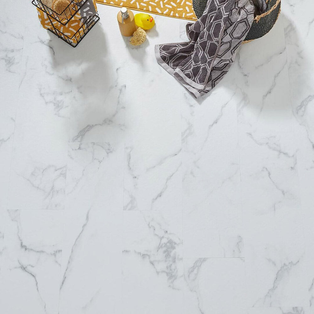 Zeezoo Tumbled Carrara Marble SPC Vinyl Flooring