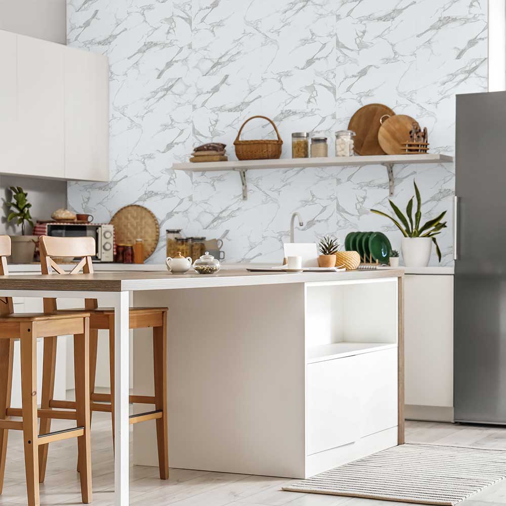 4mm SPC Solid Core White Marble Gloss Wall Panel - 8 x 300 x 600mm (Coverage = 1.44m²)