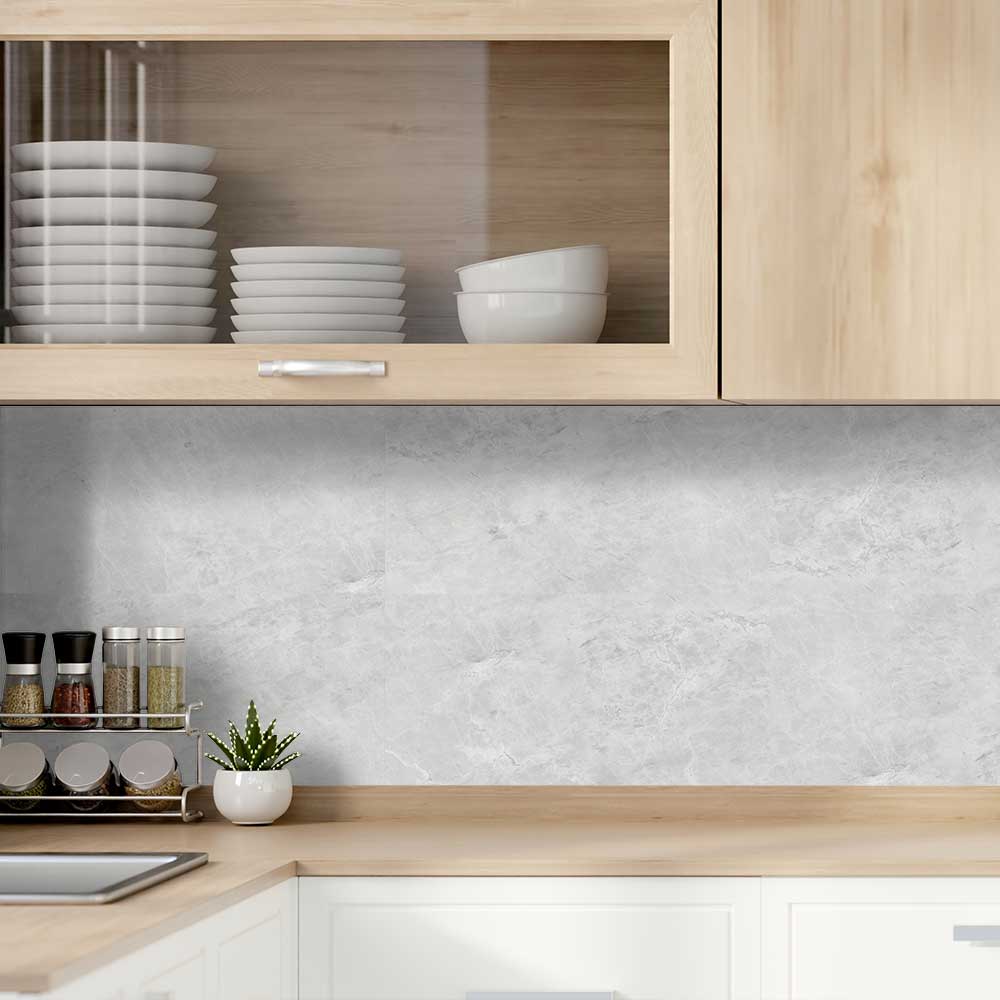 4mm SPC Solid Core Light Grey Marble Gloss Wall Panel - 8 x 300 x 600mm (Coverage = 1.44m²)