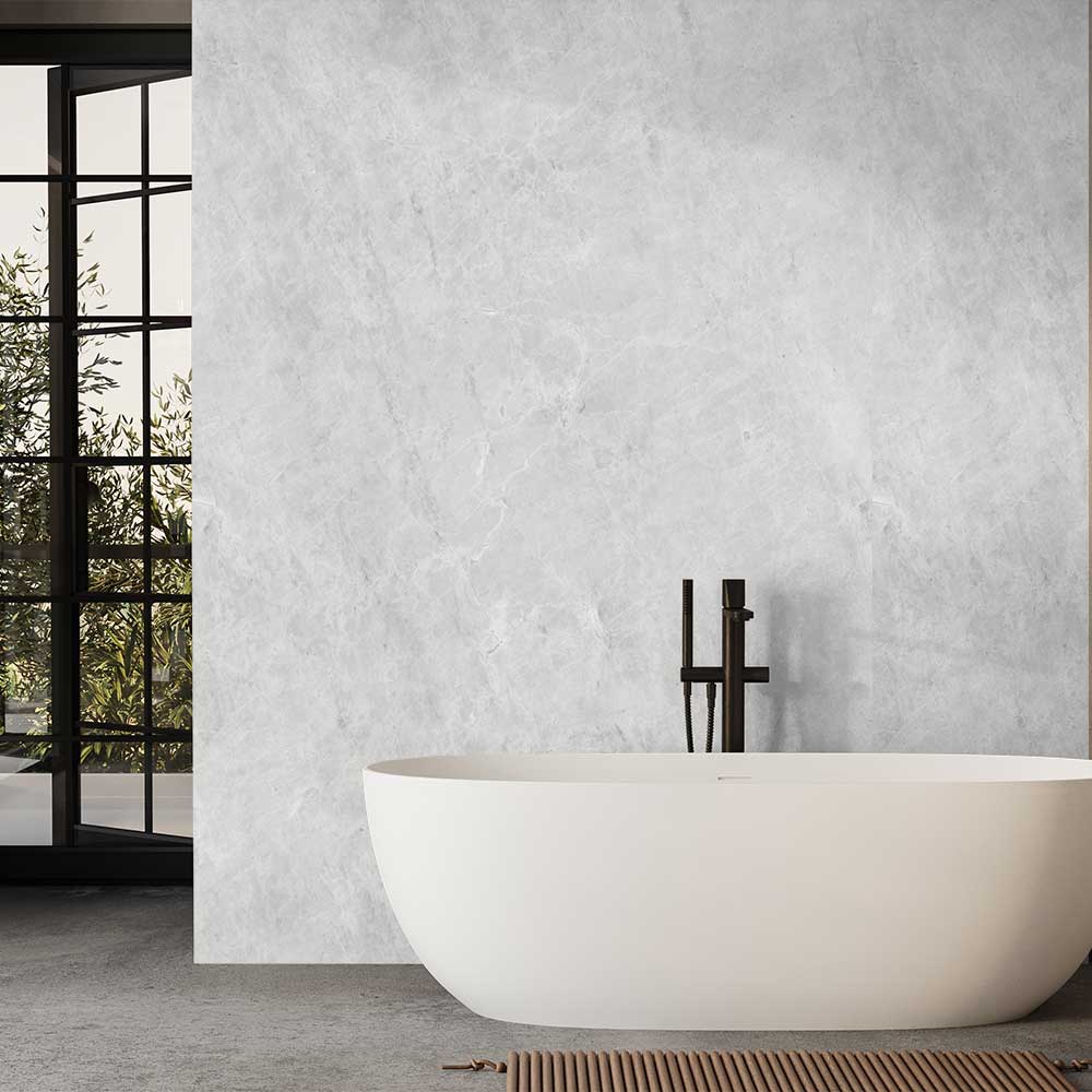 4mm SPC Light Grey Marble Gloss Wall Panel - 2 x 600 x 2400mm (Coverage = 2.88m²)