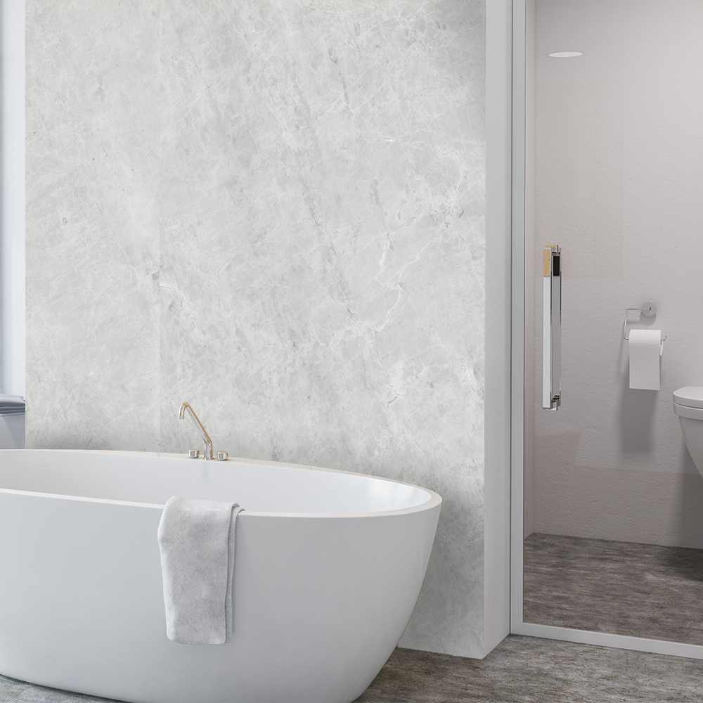 4mm SPC Light Grey Marble Gloss Wall Panel - 2 x 600 x 2400mm (Coverage = 2.88m²)