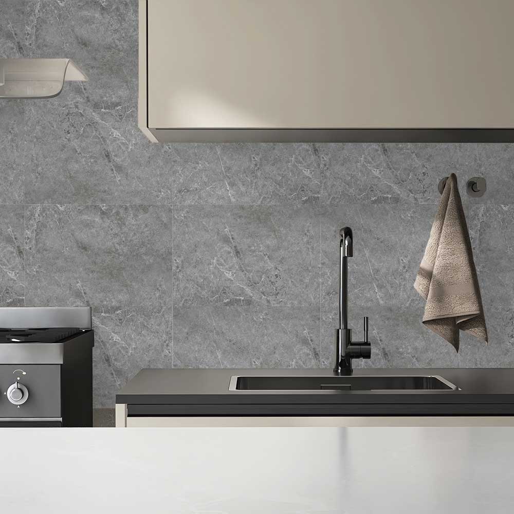 4mm SPC Solid Core Dark Grey Marble Gloss Wall Panel - 8 x 300 x 600mm (Coverage = 1.44m²)