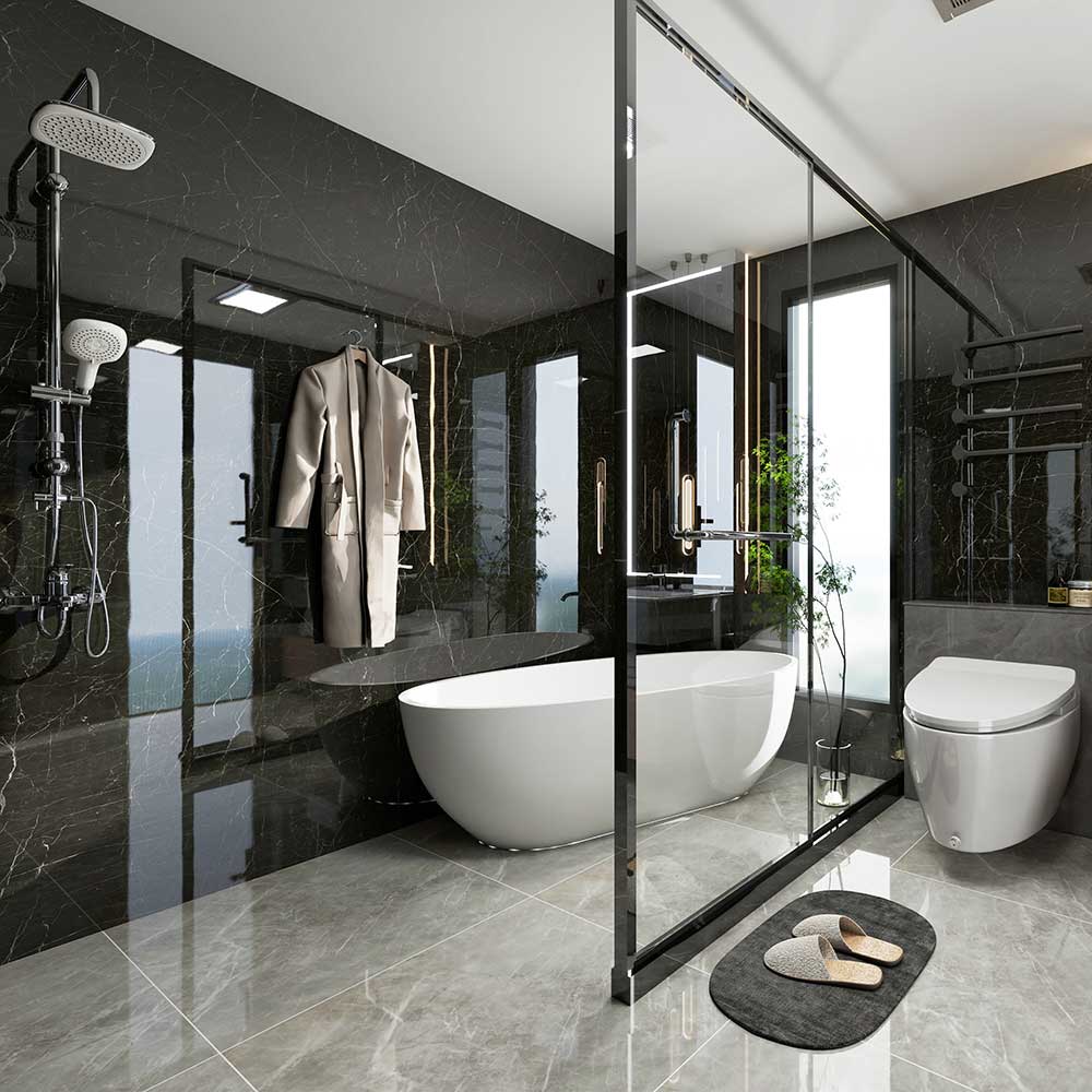 4mm SPC Black Marble Gloss Wall Panel - 4 x 450 x 900mm (Coverage = 1.62m²)