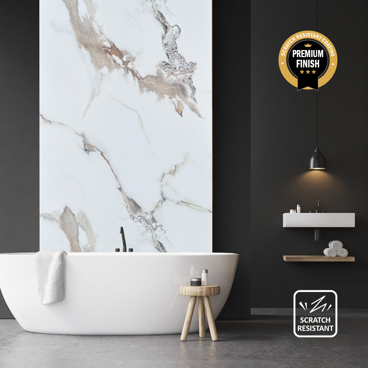 10mm Calacatta Marble Ultra-Matt Shower Panel