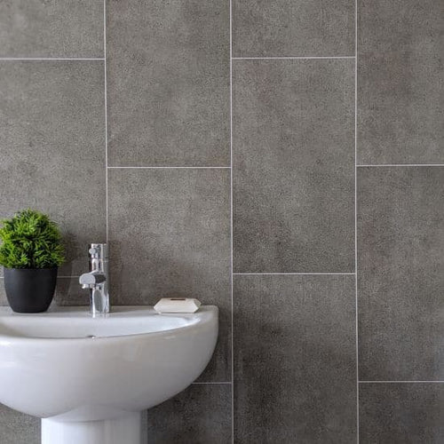 8mm Graphite Grey Tile Effect Wall Panel 1M x 2.6M | Easy Panels