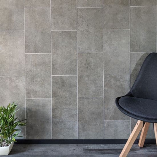 8mm Graphite Grey Tile Effect Bathroom Wall Panel - Pack of 4 | Easy Panels