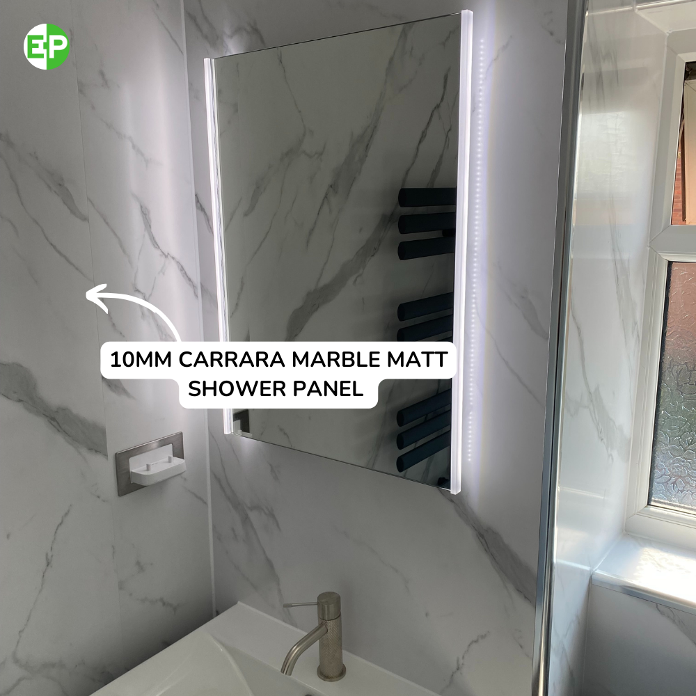 10mm Carrara Marble Matt Shower Panel 1M x 2.4M