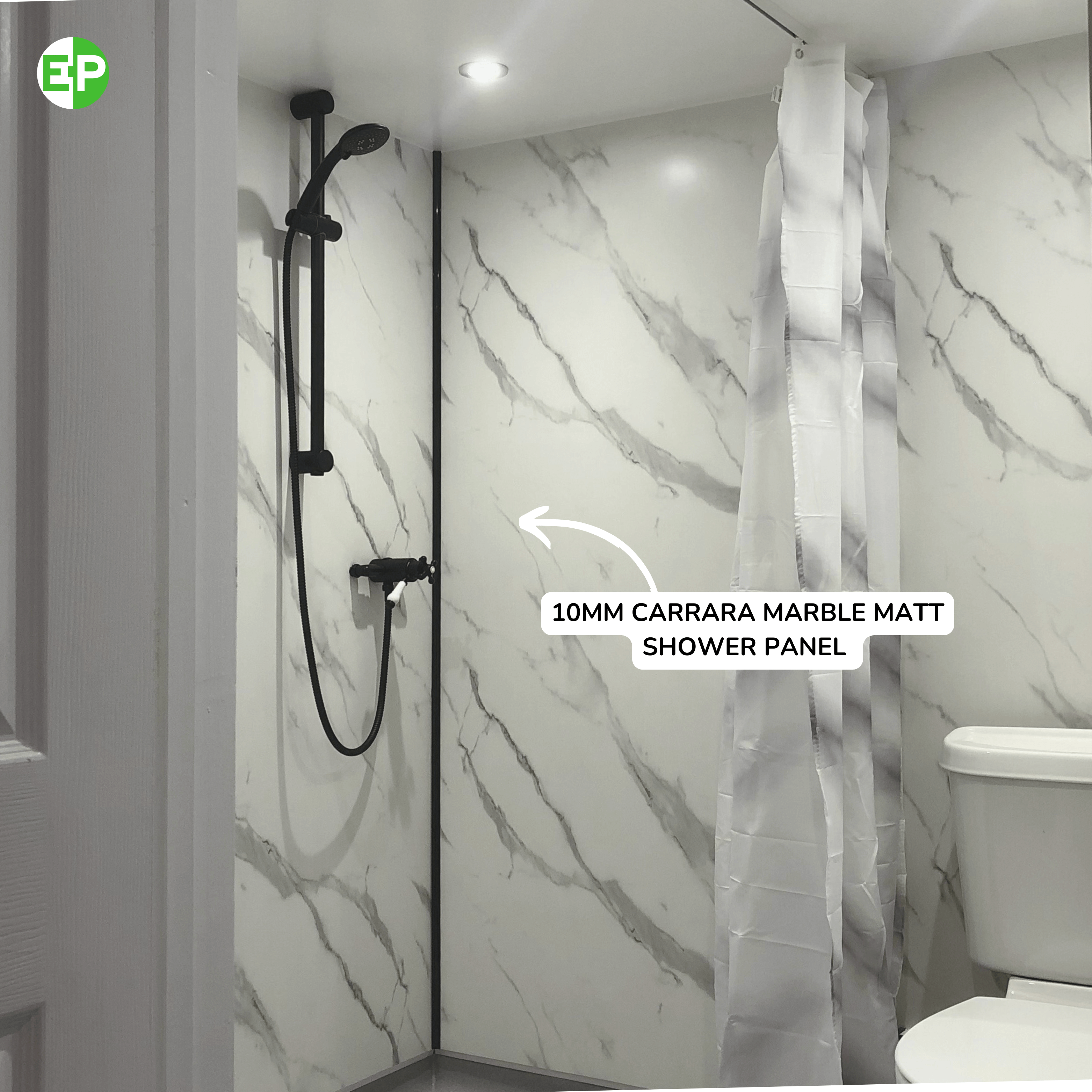 10mm Carrara Marble Matt Finish Shower Panel – 1M x 2.4M