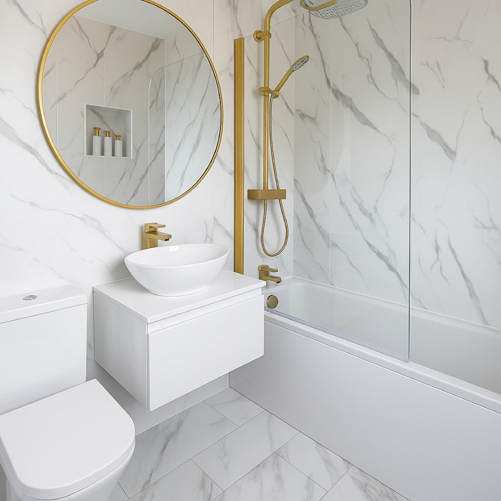 10mm Carrara Marble Matt Shower Panel 1Mx2.4M bathroom