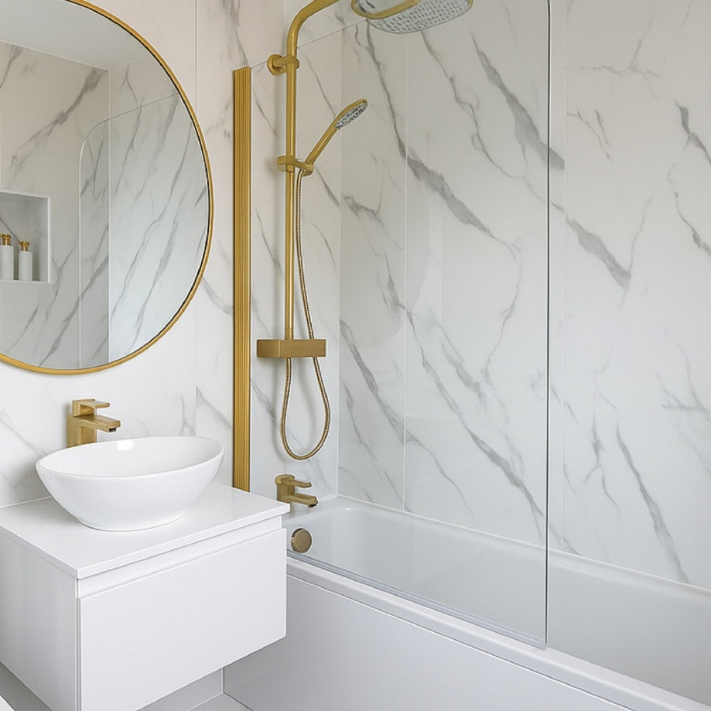 10mm Carrara Marble Matt Shower Panel 1M x 2.4M
