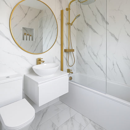 10mm Carrara Marble Matt Shower Panel 1Mx2.4M bathroom