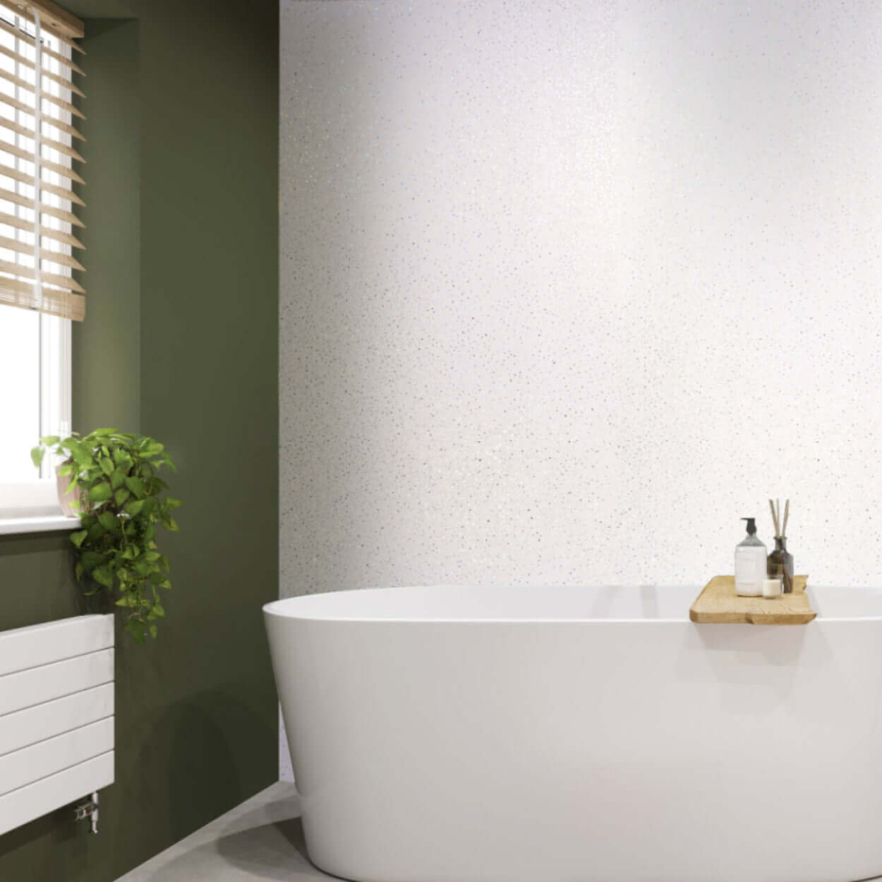 10mm Platinum White Sparkle Shower Panel – Dimensions 1M x 2.4M