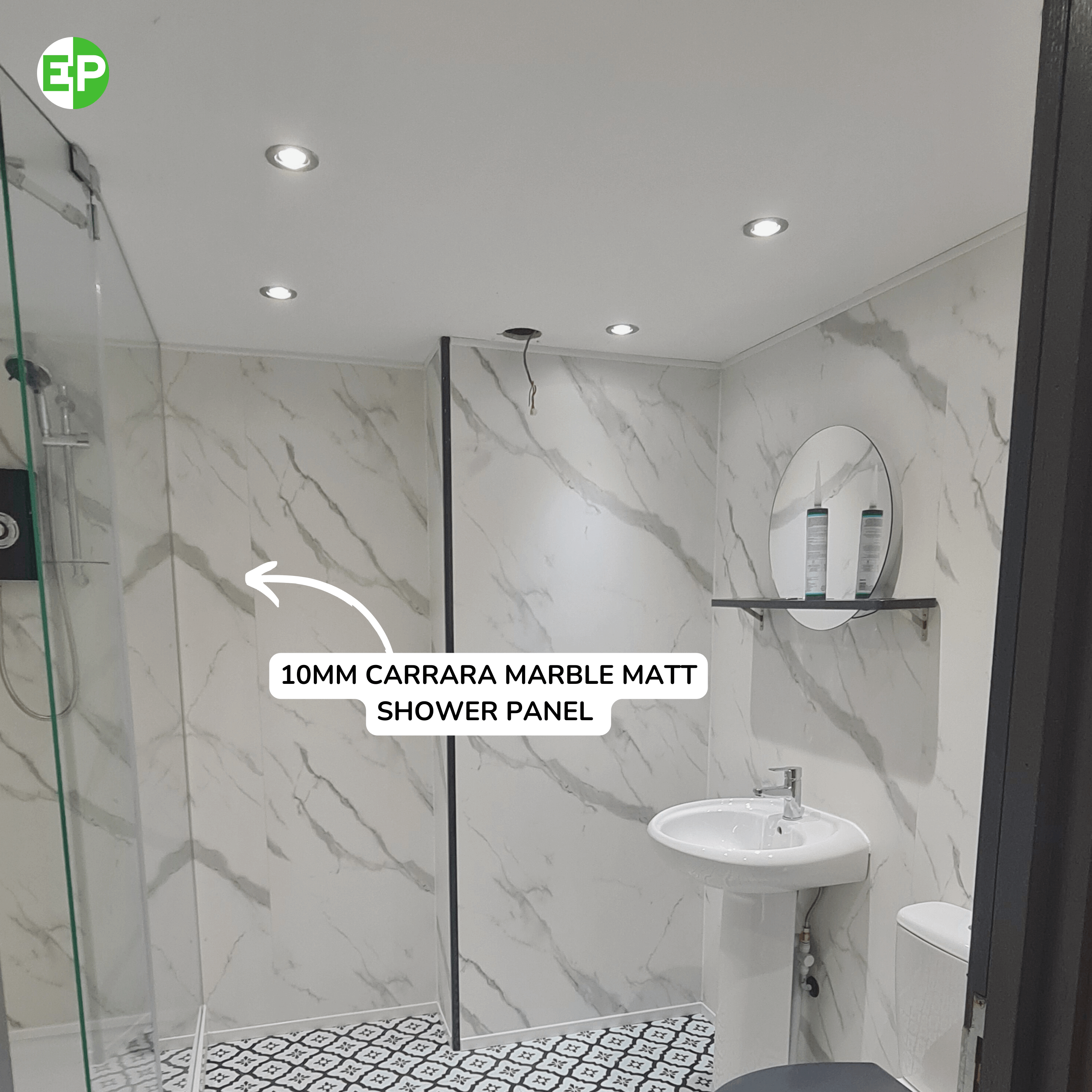 1M x 2.4M 10mm Carrara Marble Matte Panel