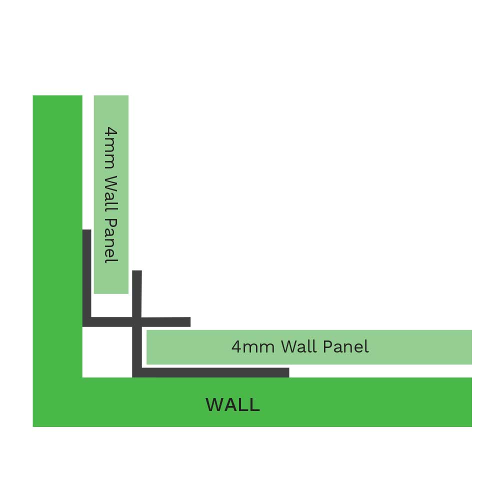 4mm SPC Solid Core Black Internal Corner Trim