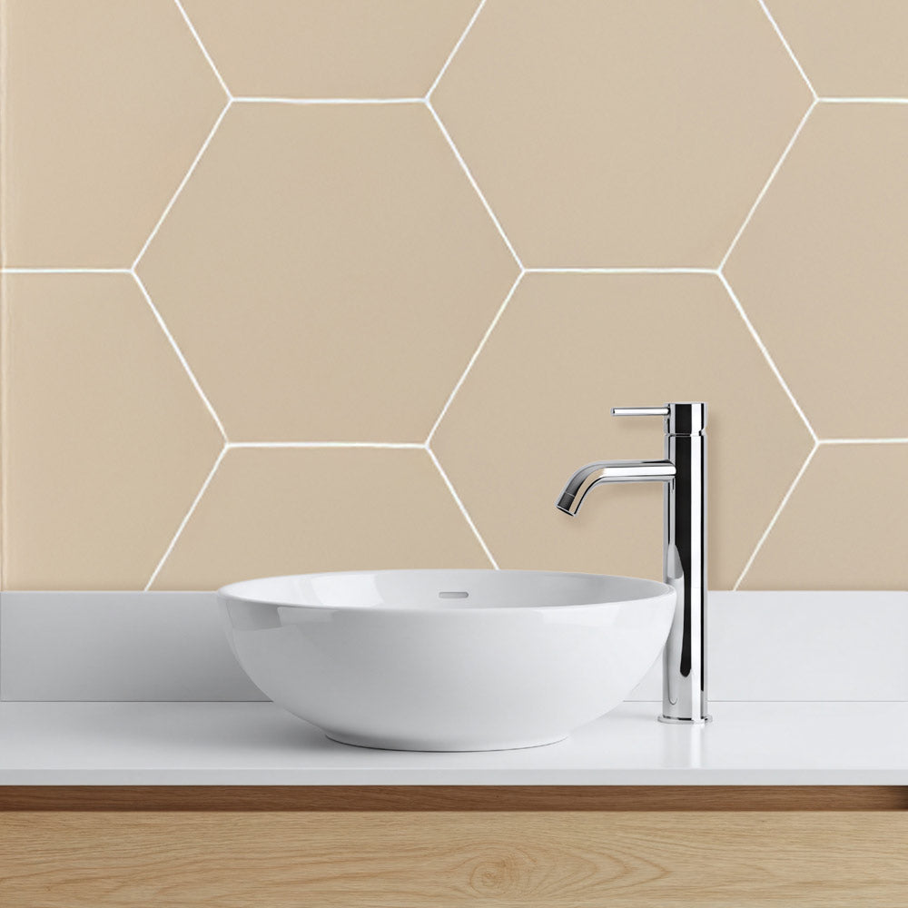 10mm Natural Beige Hexagonal Matt Shower Panel 1M x 2.4M