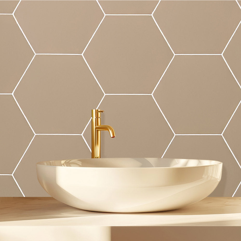 10mm Truffle Hexagonal Matt Shower Panel 1M x 2.4M