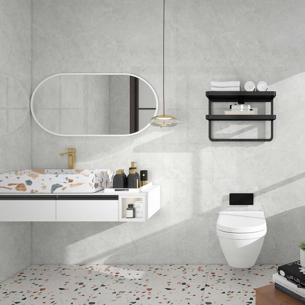 4mm SPC Light Grey Marble Gloss Wall Panel - 300 x 600mm (Pack of 8 covering 1.44m²)