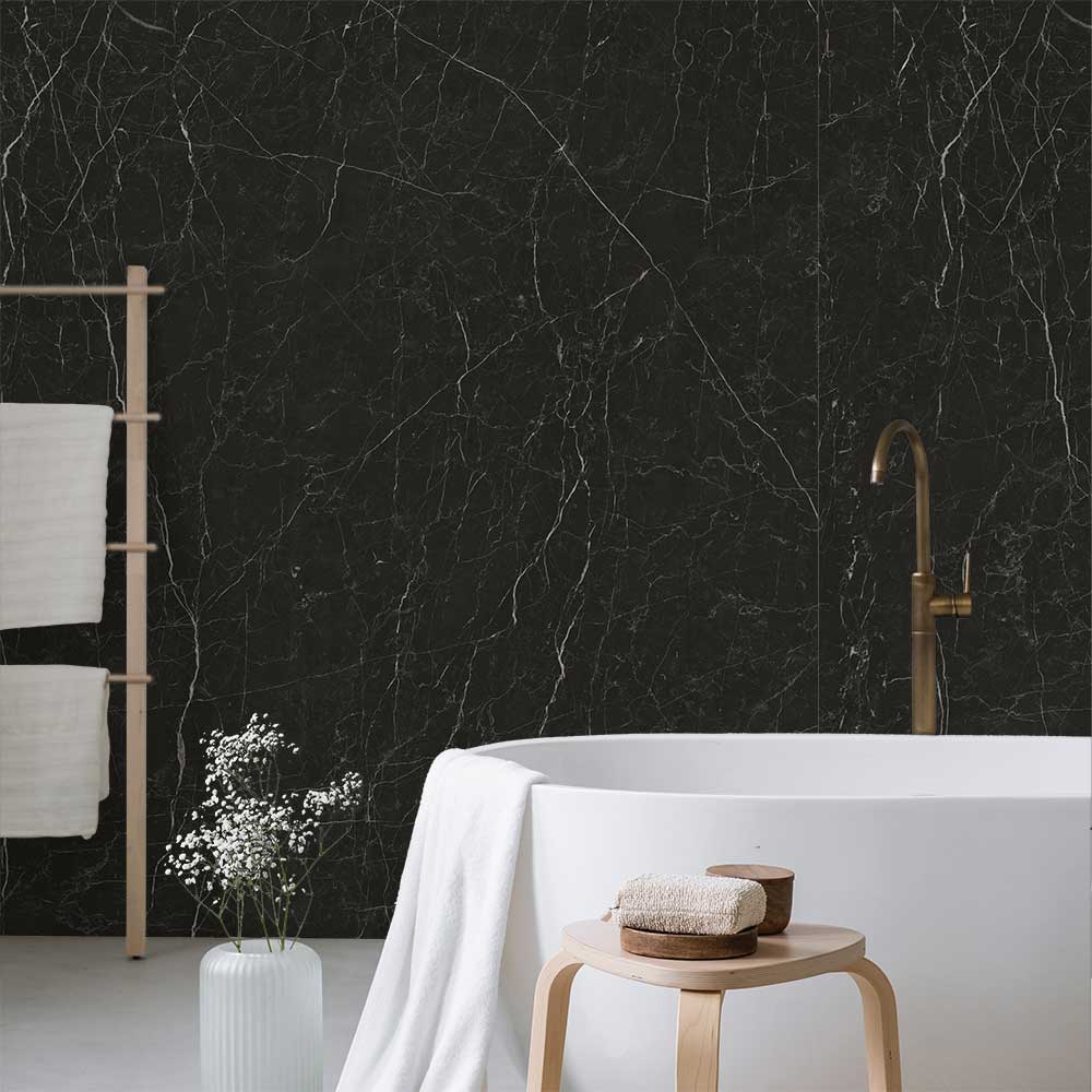 4mm SPC Black Marble Gloss Wall Panel - 300 x 600mm (Pack of 8 covering 1.44m²)