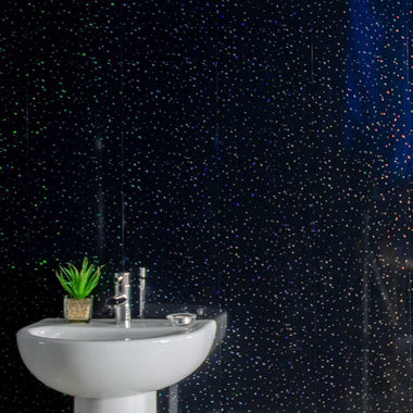 8mm Black Sparkle Bathroom Wall Panel 2.6M