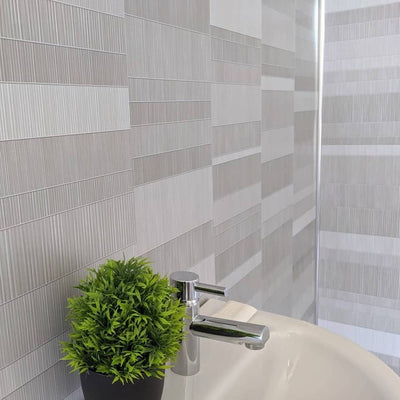 8mm Light Grey Mosaic Bathroom Wall Panel 2.6M | Easy Panels