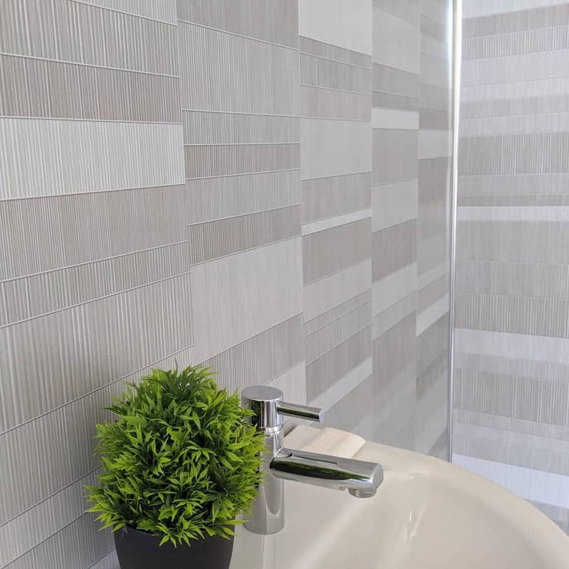 8mm Light Grey Mosaic Bathroom Wall Panel - Pack of 4 | Easy Panels